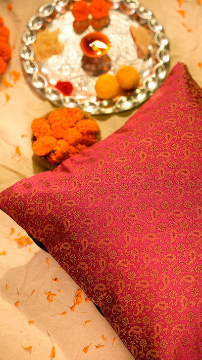 Regal pink  Silk Cushion Cover for Diwali