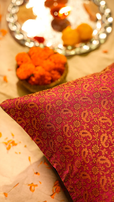 Regal pink  Silk Cushion Cover for Diwali