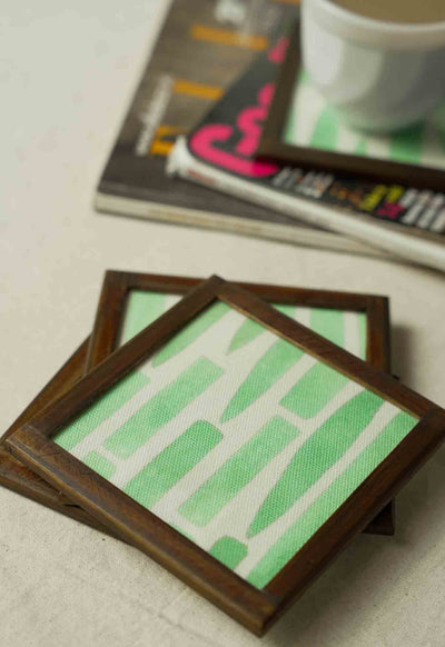 Artful Impressions : Handmade Abstract Coasters ( set of 4 pc ) with Coaster Holder