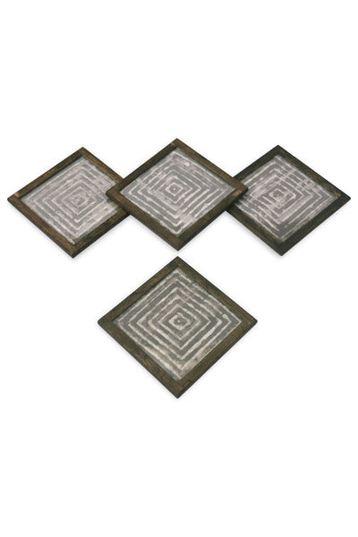 Maze Coasters - Set of 4 pcs  with Coaster Holder