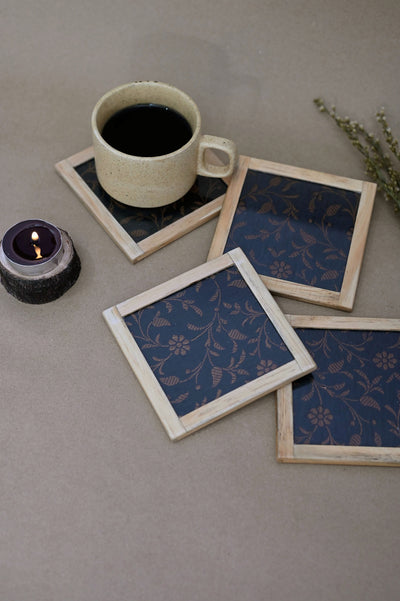 Rustic Coasters - Set of 4 pcs with Coaster Holder